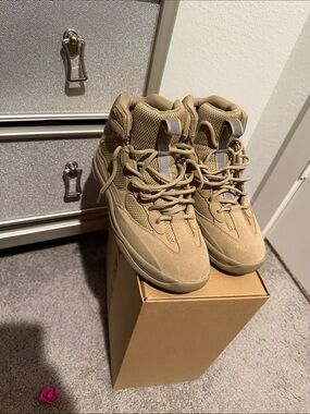 Yeezy Tan Suede Mesh High-Top Boots